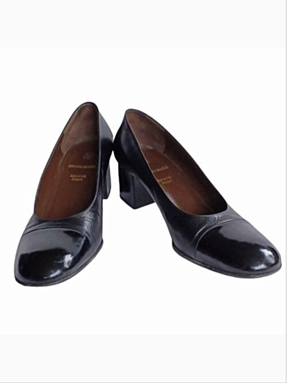 Bruno Magli Round Toe Leather/Patent Spectator Pump- Sz. 9.5